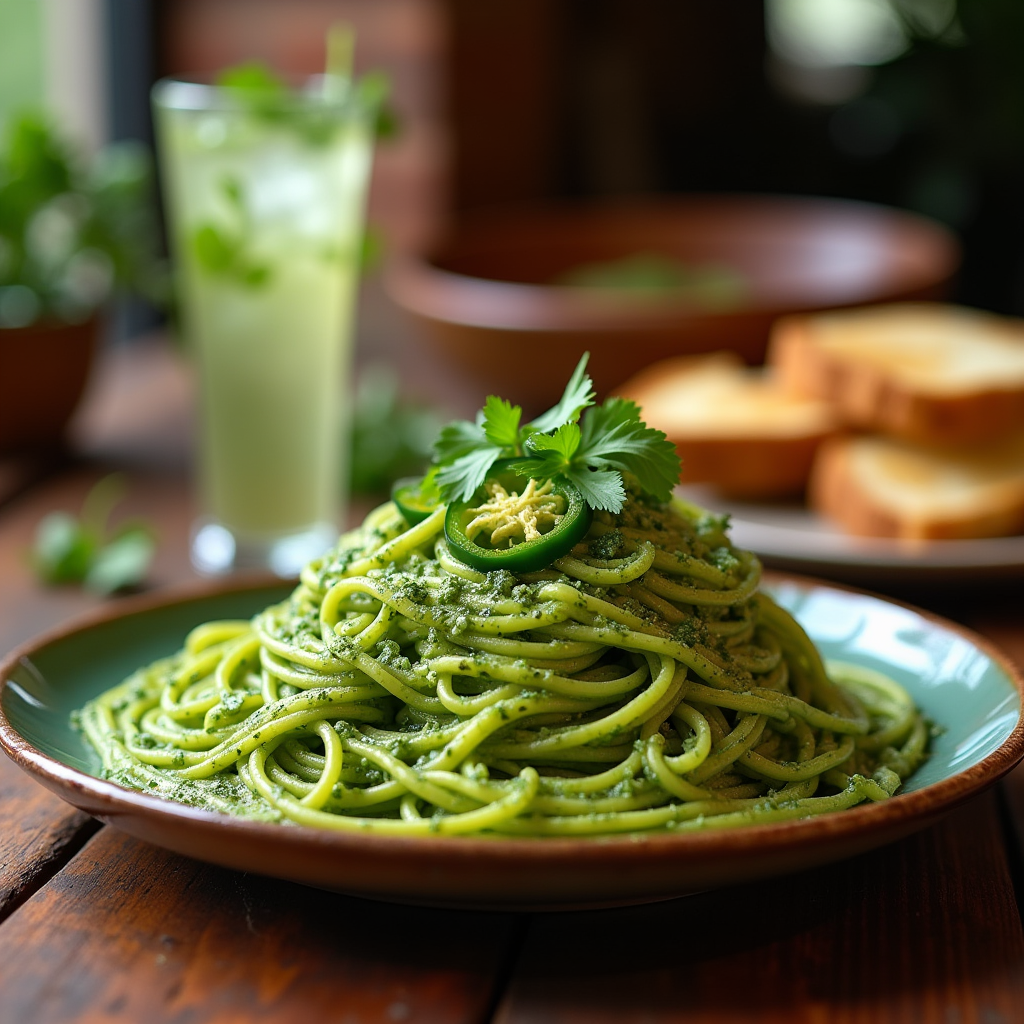 Discover the origins and ingredients of Espagueti Verde, the popular Mexican green spaghetti made with a creamy poblano sauce.	
